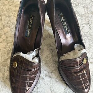 Mario Valentino Plaid Brown Loafers for Women